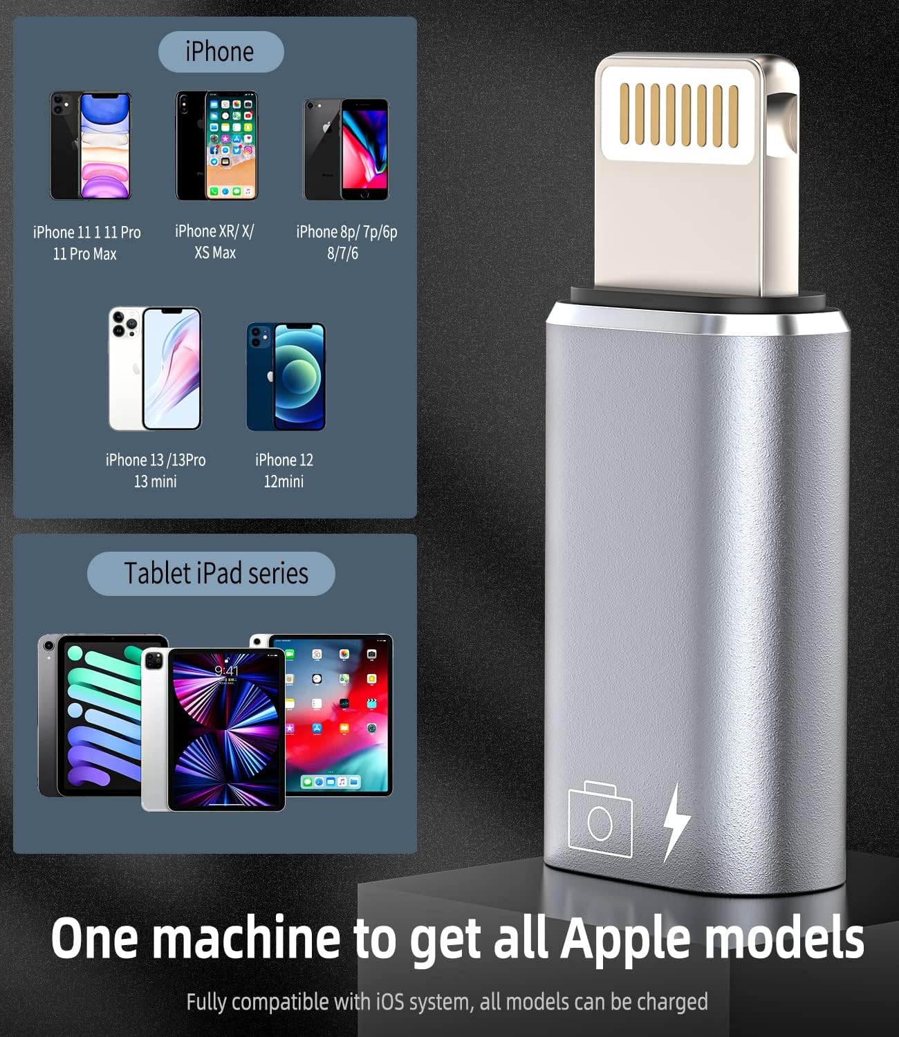 1 Pcs OTG Adapter for iPhone Apple iOS Male to USB Female Audio DAC Headphone