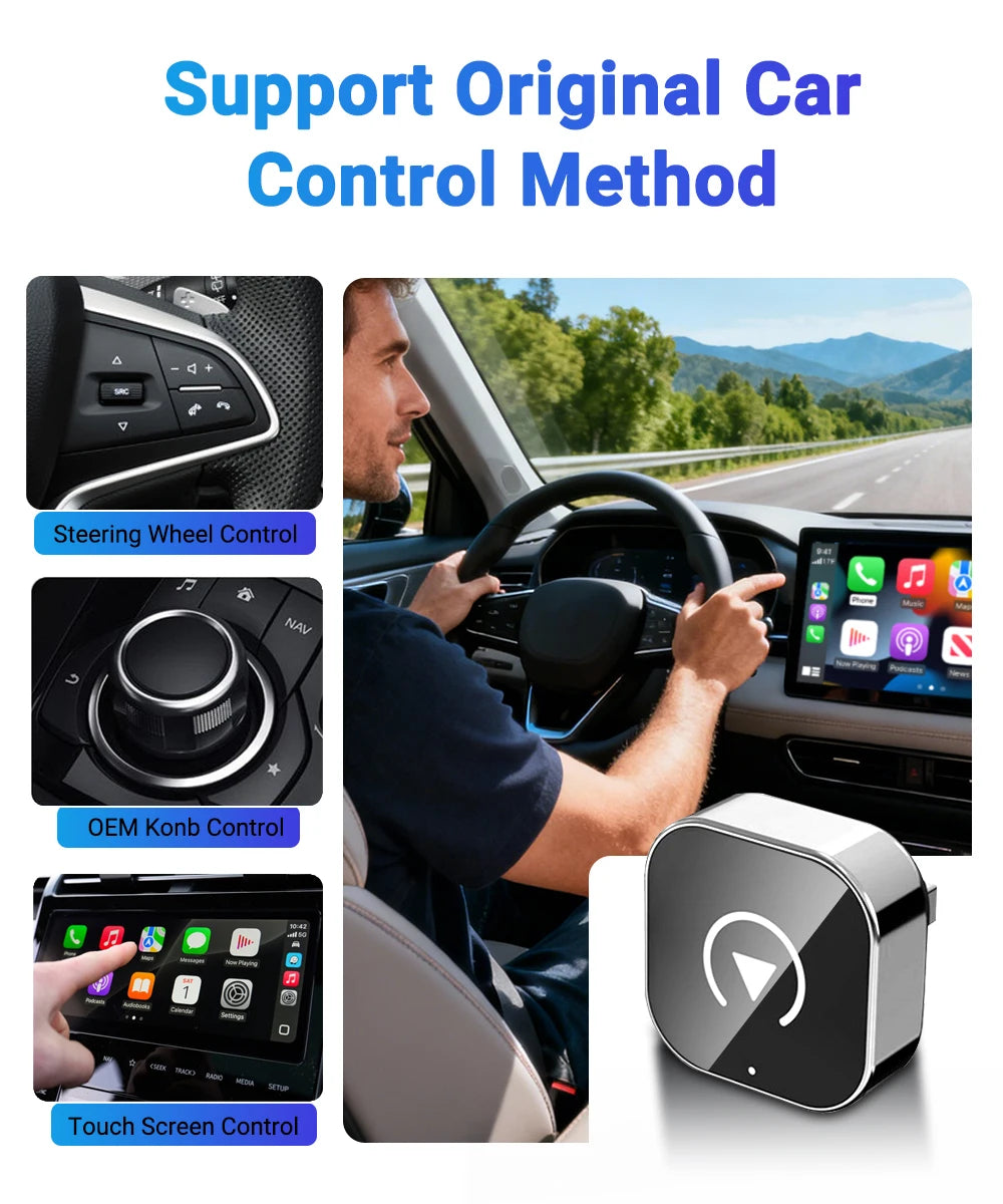 2-in-1 Wireless CarPlay & Android Auto AI Smart Box Adapter โ Convert Wired CarPlay to Wireless for VW, Toyota, Nissan, Honda, Ford, Benz