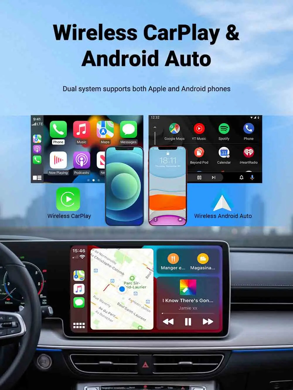 2-in-1 Wireless CarPlay & Android Auto AI Smart Box Adapter โ Convert Wired CarPlay to Wireless for VW, Toyota, Nissan, Honda, Ford, Benz