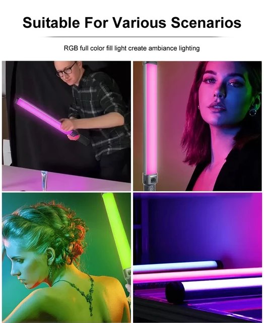 HRIDZ W270RGB 50cm Handheld RGB LED Stick Light – 20W Photography Video Tube Light with 2500K-9000K Adjustable Color Temperature & Rechargeable Battery