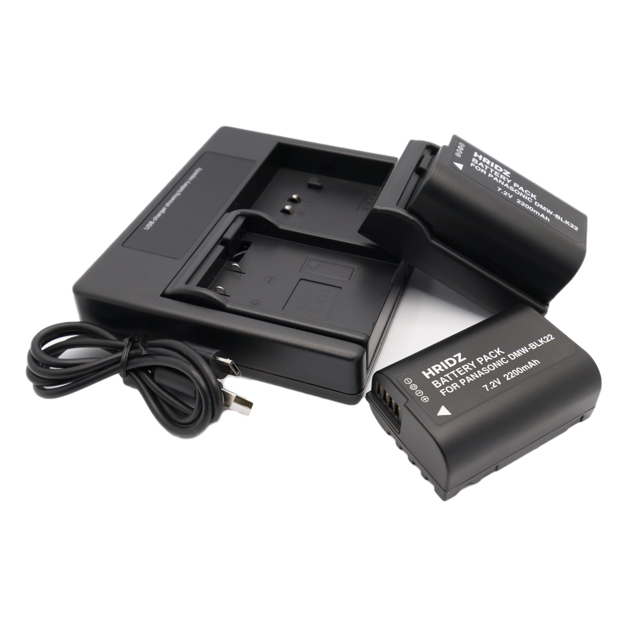 Hridz BLK22 2*Battery 1*Dual Charger for Panasonic DMW-BLK22 LUMIX DSLR Camera GH5s S9 G9