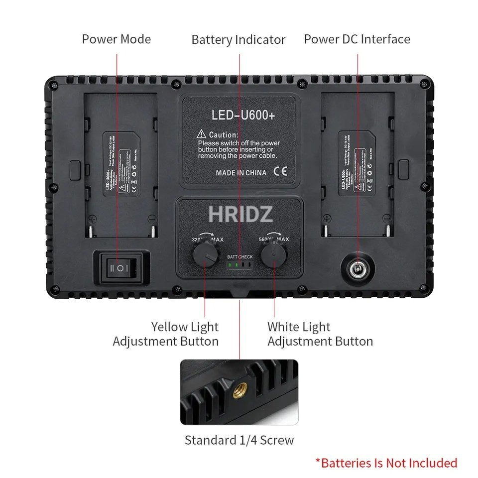 Hridz RGB LED Video Light – Dimmable Bi-Color, Adjustable RGB, Remote-Controlled Studio Lights for Photography
