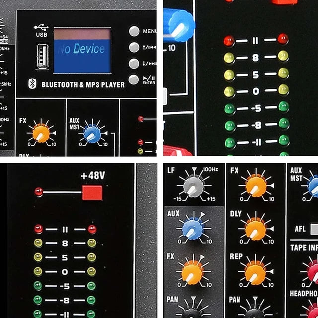 Hridz 16 Channel Professional Audio Mixer - USB Interface, Bluetooth & 48V Phantom Power for Studio, DJ, Karaoke & Live Stage