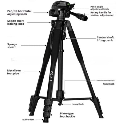 Hridz 175cm Portable Aluminium Alloy Camera Tripod for DSLR, Mirrorless Cameras, Video Camcorders
