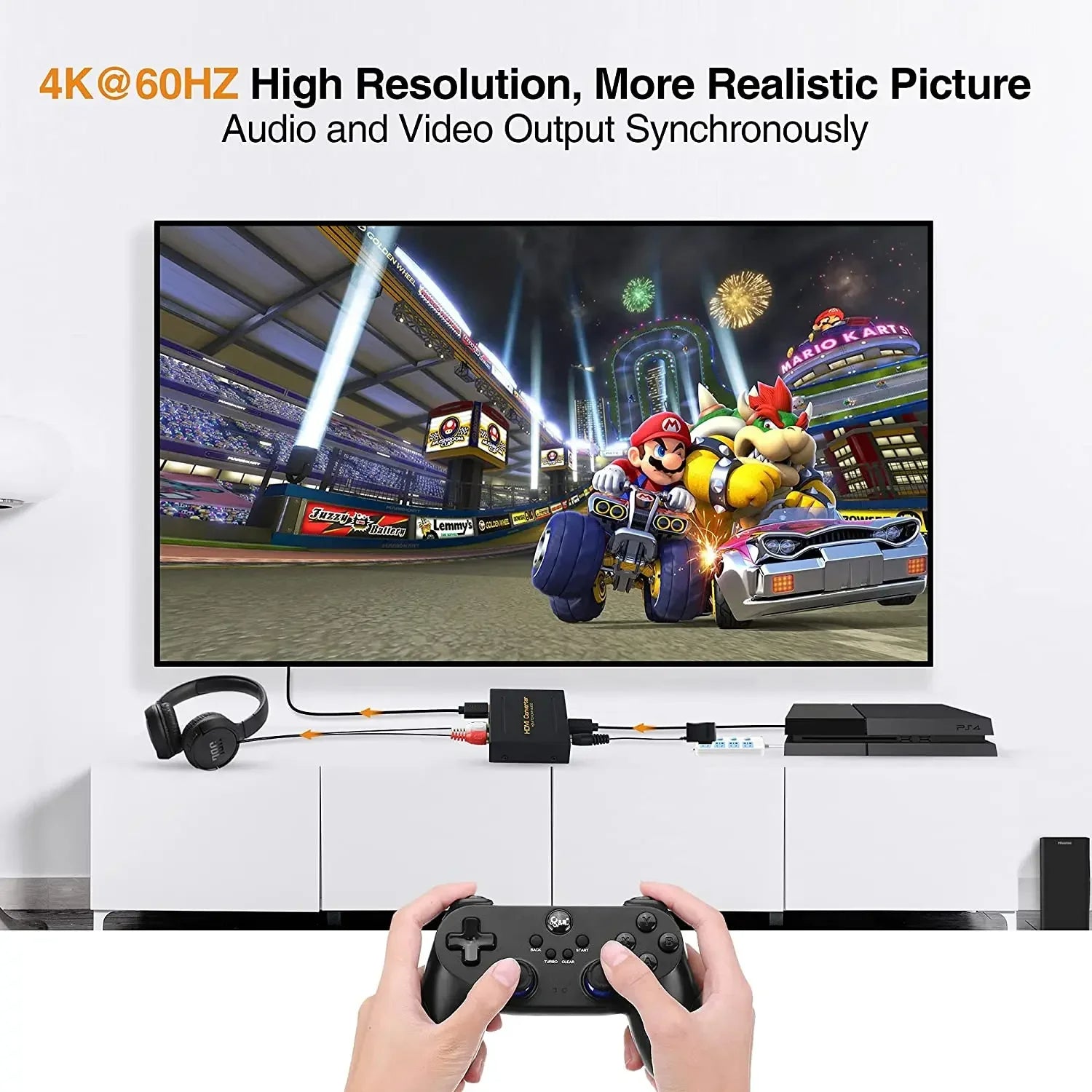 Hridz HDMI Audio Extractor Converter 4K 60Hz HDMI to SPDIF + RCA L/R Stereo