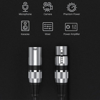 Hridz XLR Audio Cable Male to Female High-Fidelity Sound for Microphones Mixers Speakers & Amplifiers