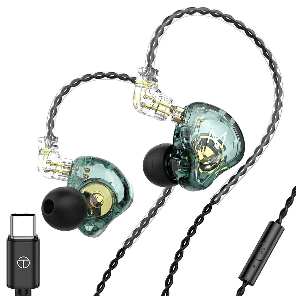 Hridz mt1 HIFI In-Ear Monitor Earphone Type-C With Mic DJ Monitor Earphones Dynamic Noise Cancelling