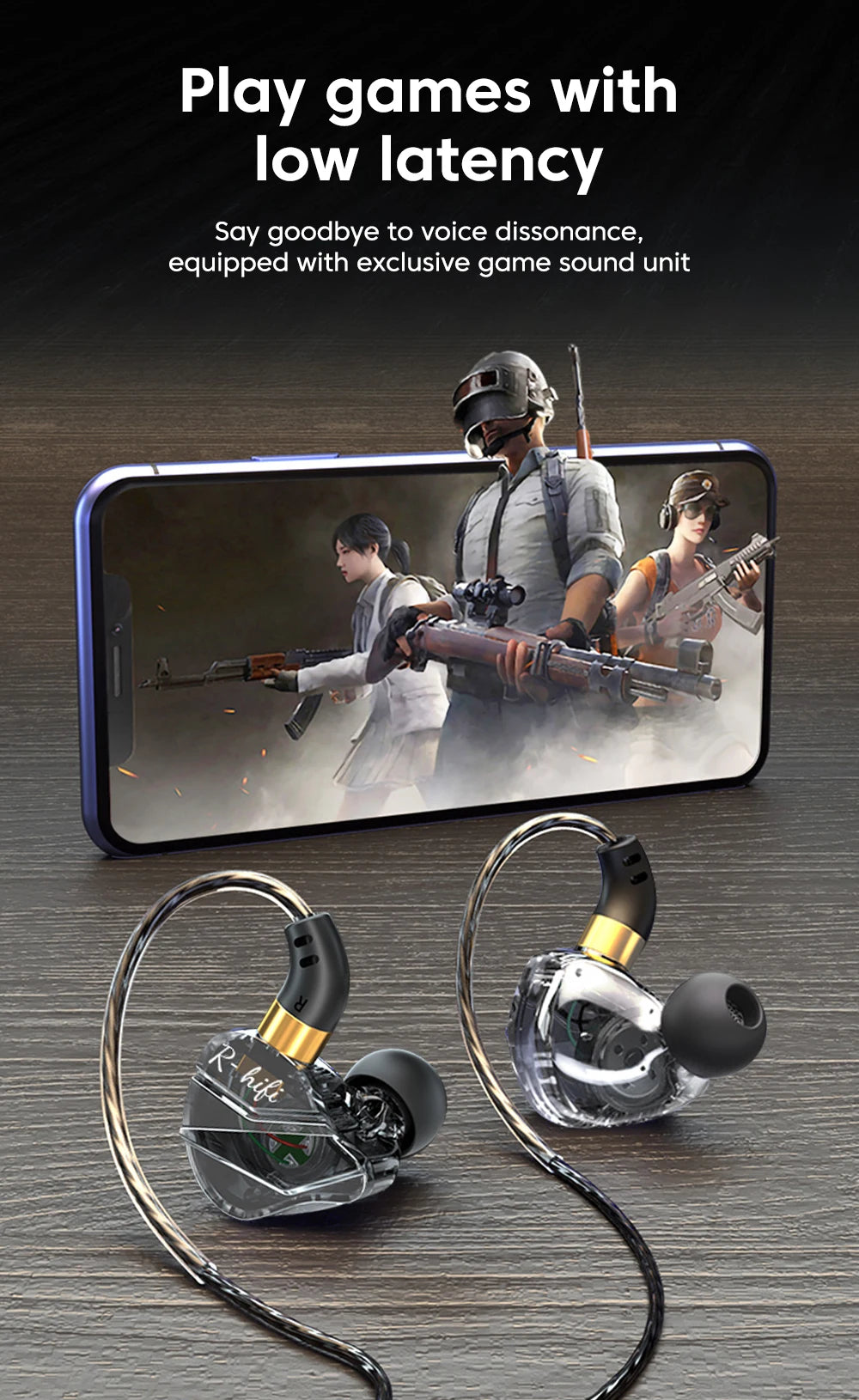 Hridz R-HiFi S16 Wired Gaming Earphones with Microphone – HiFi Bass Stereo In-Ear Headphones for Gaming, Music & Calls | Type-C
