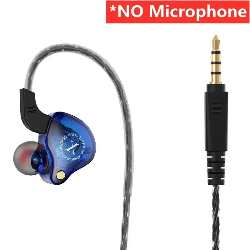 X2 Dynamic Wired In-Ear Earphones No Mic HIFI Heavy Bass Earbuds Gaming Headphones