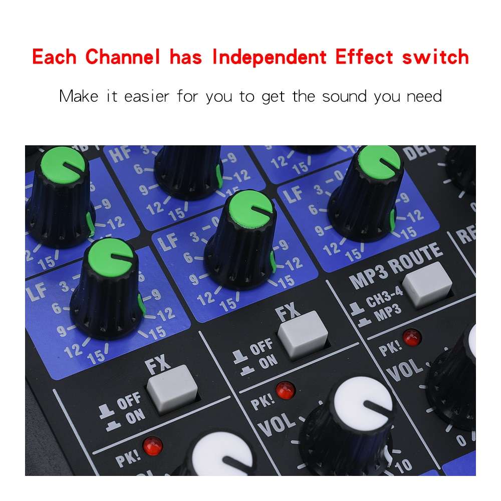 HRIDZ G04 Stereo Audio Sound Mixer with UHF Wireless Microphone for DJ Karaoke PC Record