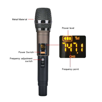 HRIDZ G04 Stereo Audio Sound Mixer with UHF Wireless Microphone for DJ Karaoke PC Record