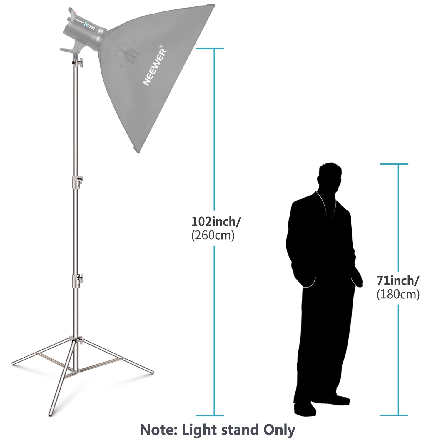 Hridz 280cm Stainless Steel Light Stand Heavy Duty with Spigot