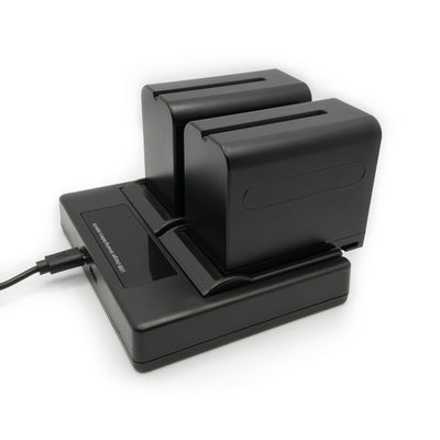 Hridz 6600mAh 2*Batteries 1* Dual Charger set for Sony NPF Video Monitor Camcorder Video Light