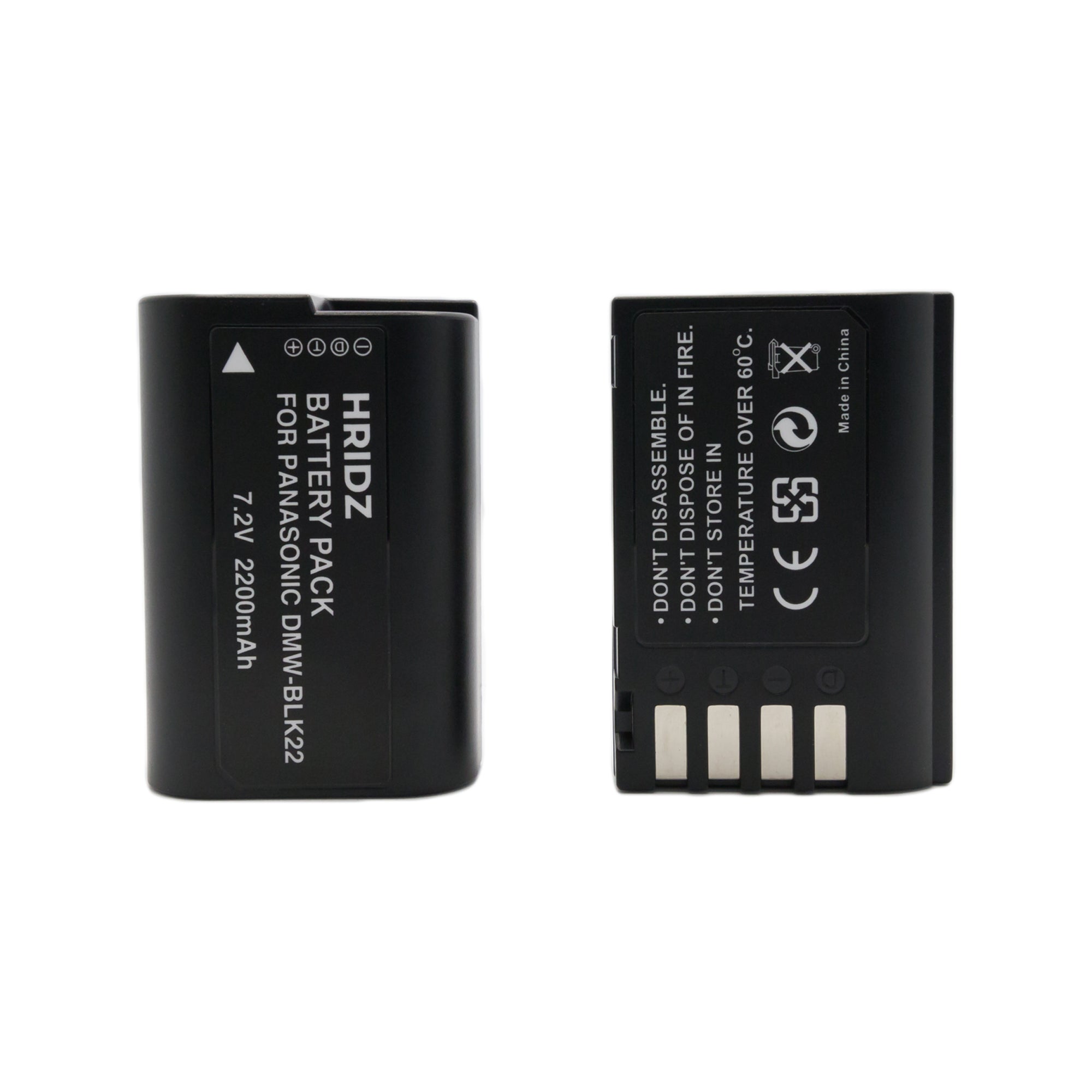 Hridz BLK22 2*Battery 1*Dual Charger for Panasonic DMW-BLK22 LUMIX DSLR Camera GH5s S9 G9