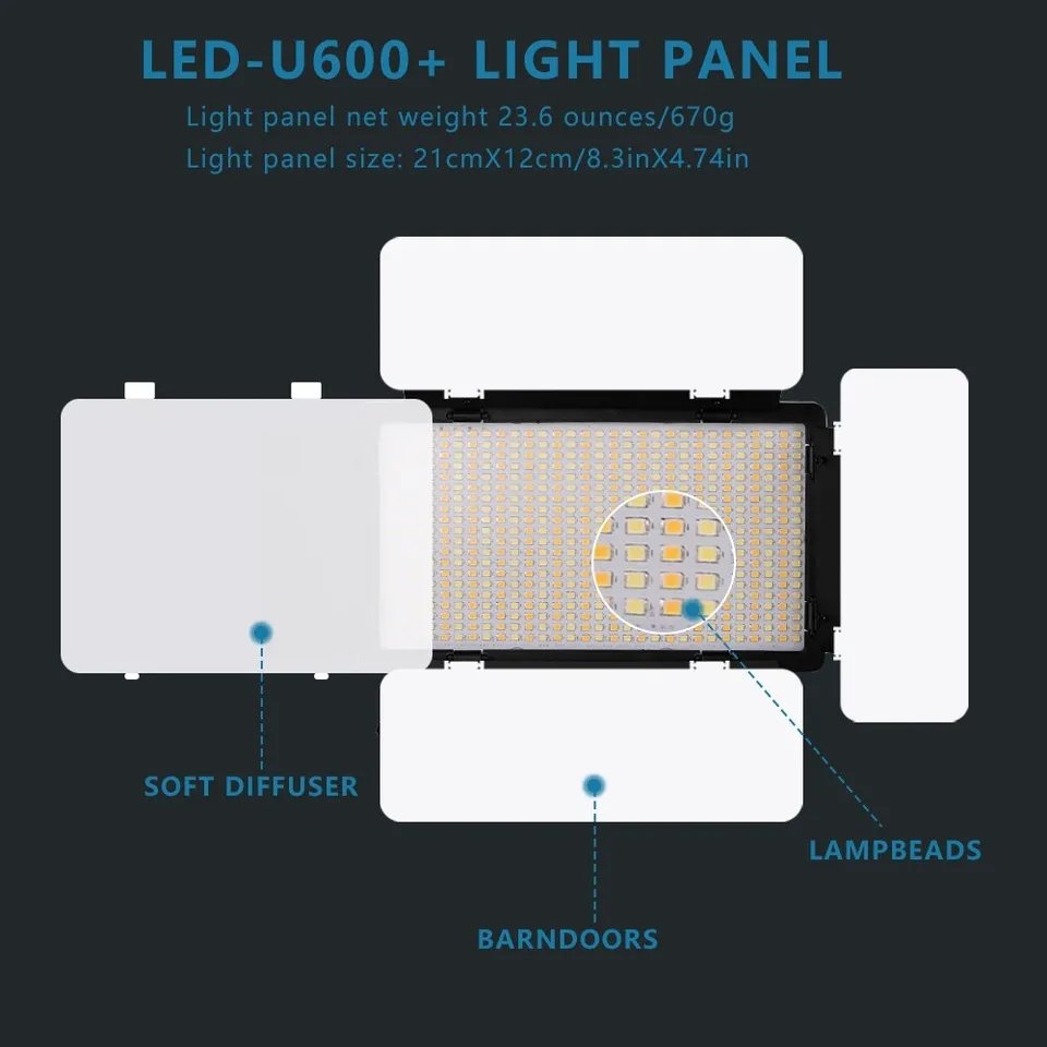 Hridz Bi-colour Video Light – Dimmable Bi-Color 2500K-8500K Panel, Remote-Controlled, for Photography, YouTube, Vlogging, and Video Recording with AU Plug Power Adapter