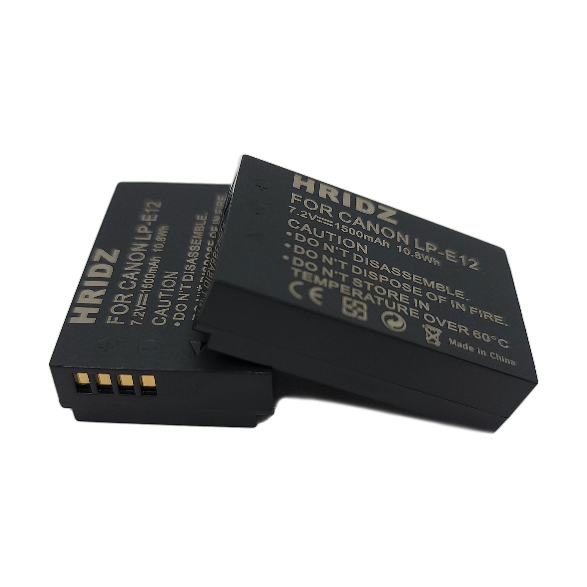 Hridz LP-E12 2*Battery 1*Dual Charger Pack for Canon EOS M M2 M10 M50 M100 M200 SL1 SX70 HS