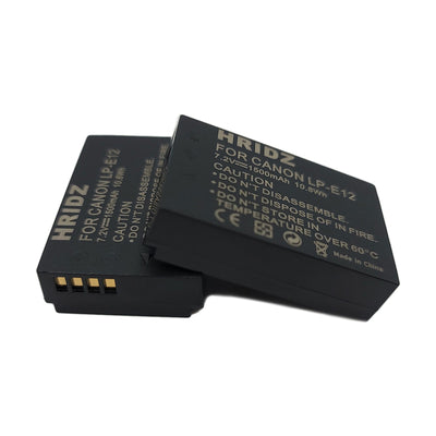 Hridz LP-E12 2*Battery 1*Dual Charger Pack for Canon EOS M M2 M10 M50 M100 M200 SL1 SX70 HS