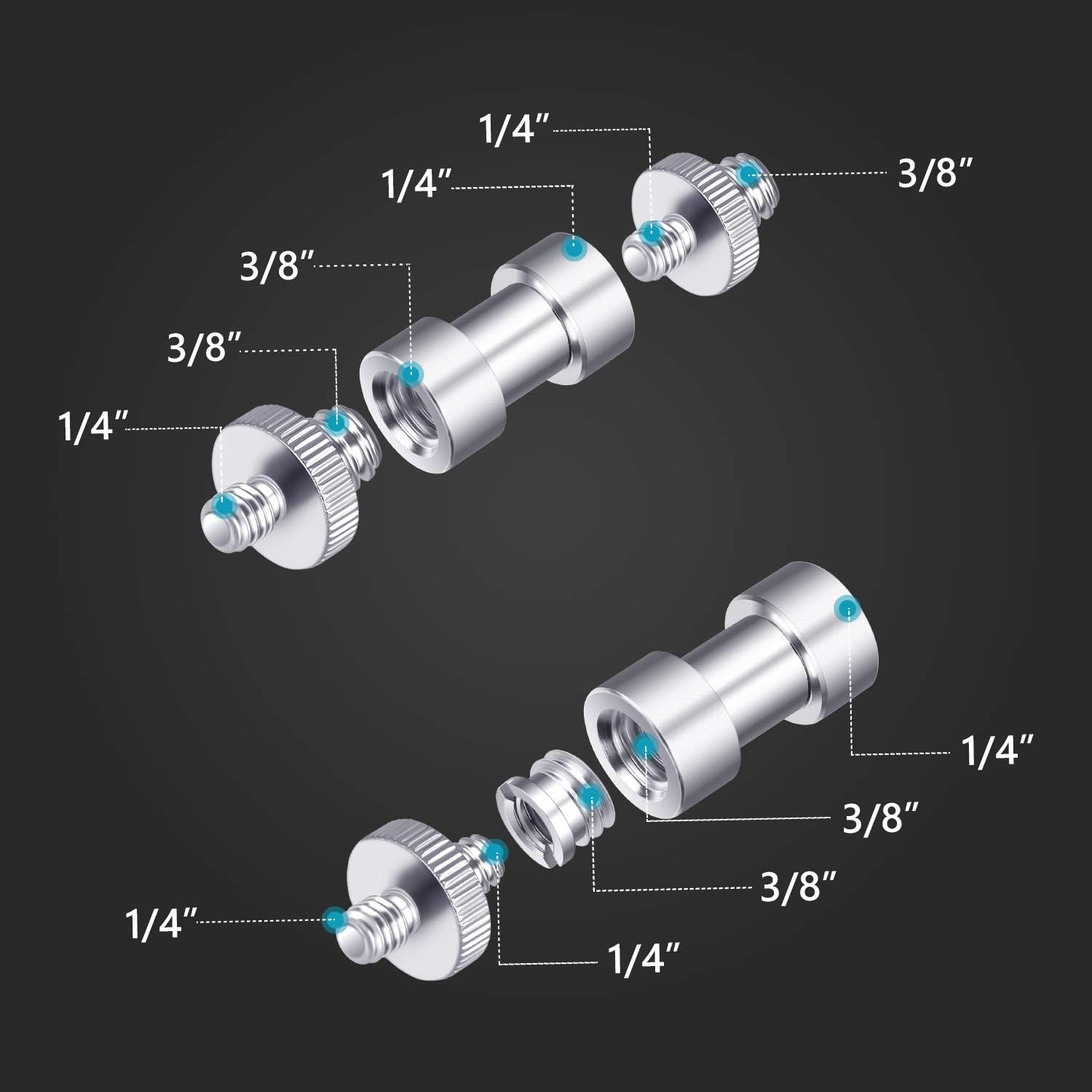 Male to Female Thread Screw Mount Adapter Converter Spigot Screw Mount Screw